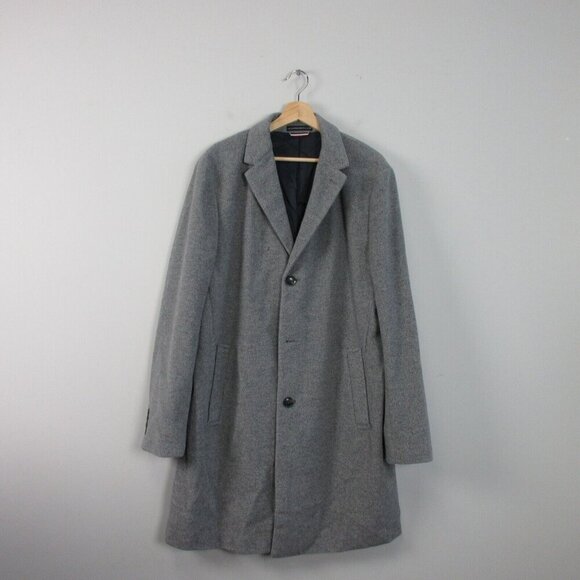 Tommy Hilfiger Men's Top Coat Gray Single-Breasted 42 R Old Money Overcoat 1038 - Picture 1 of 11